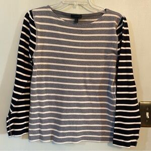 J CREW Boat Neck Long Sleeve Gray/white Nautical Stripe top large